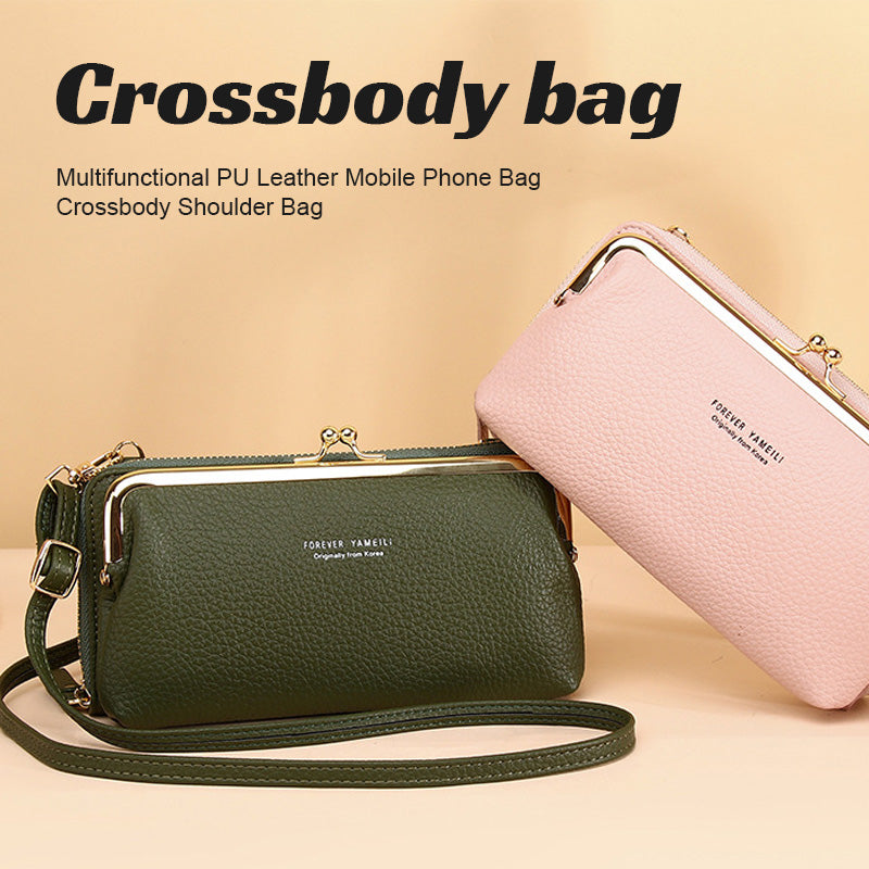 Bolsa multifuncional de cuero PU para teléfono móvil Bolsa de hombro Crossbody